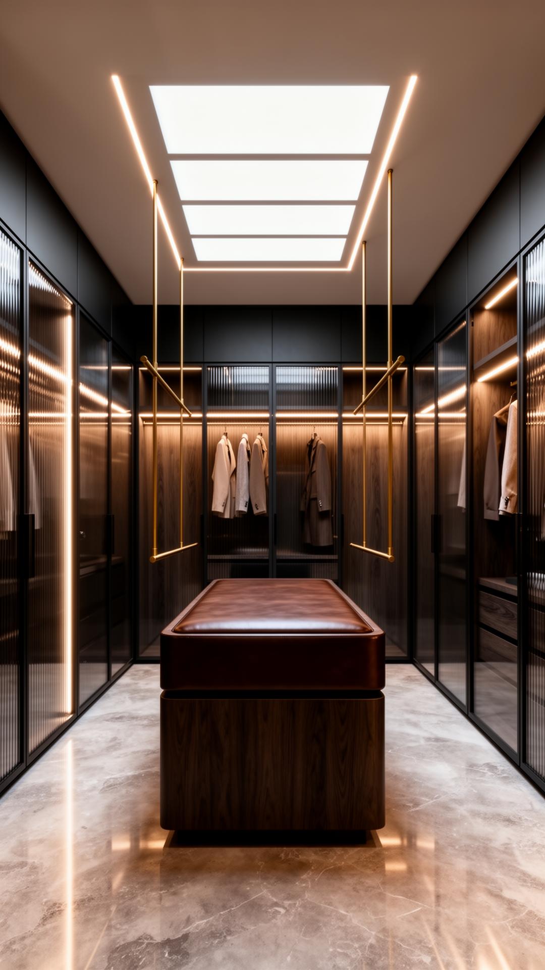Skylit walk-in dressing room by Firenze